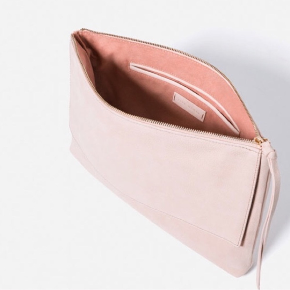 ZARA 100% LEATHER CLUTCH PINK BRAND NEW WITH TAGS